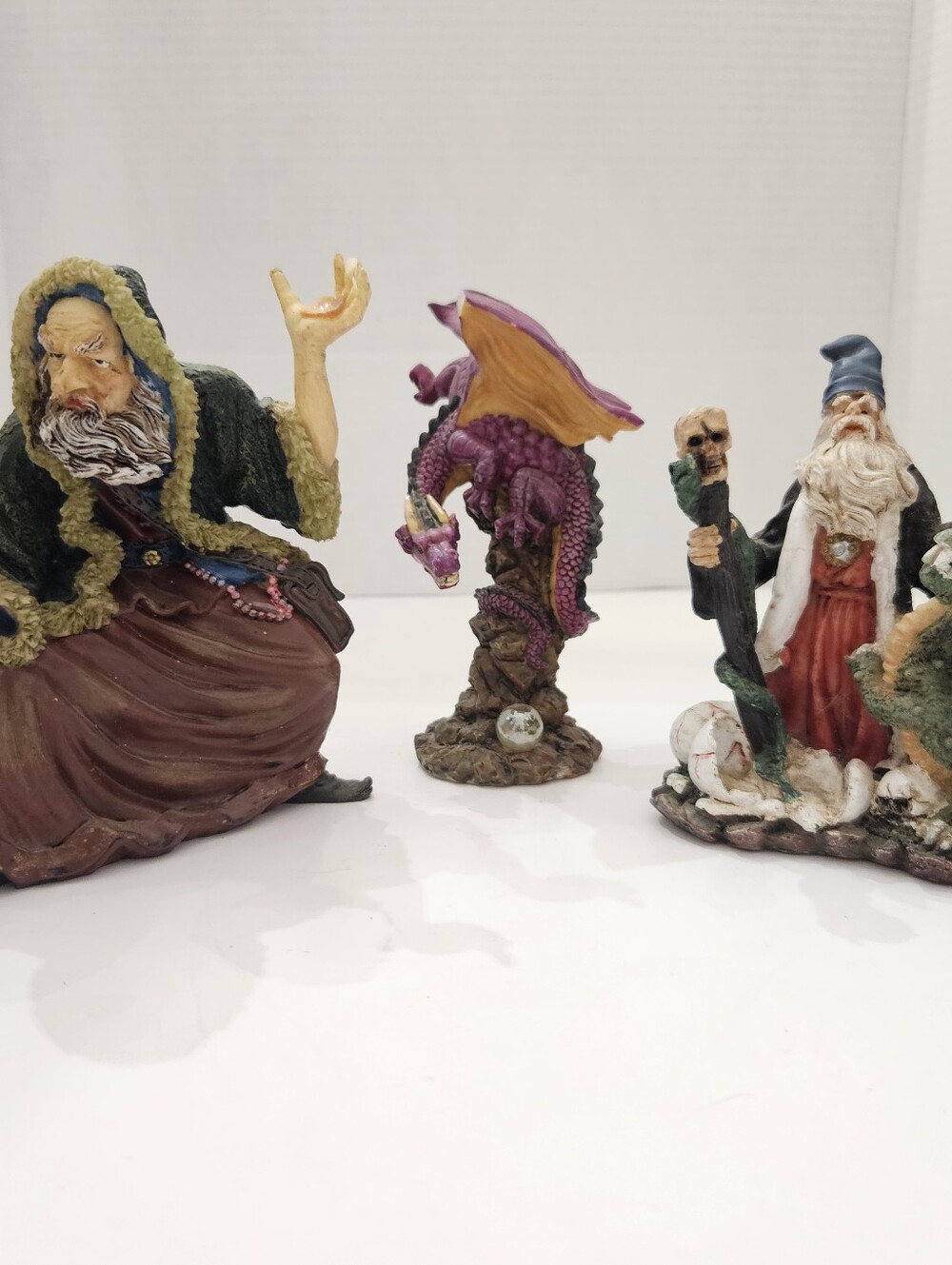 90s Mythical Resin Statue Lot - K's Collection Wizard & Dragons